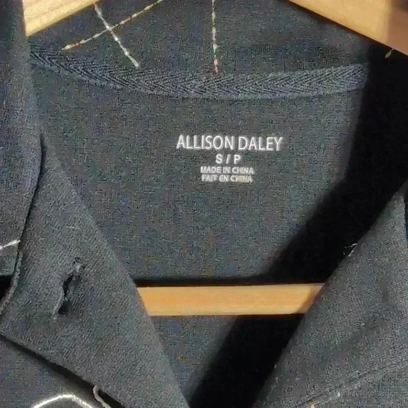 Allison Daley Jungle Embroidered Jacket Black sz S Giraffe Elephant Zebra blazer - Picture 2 of 4